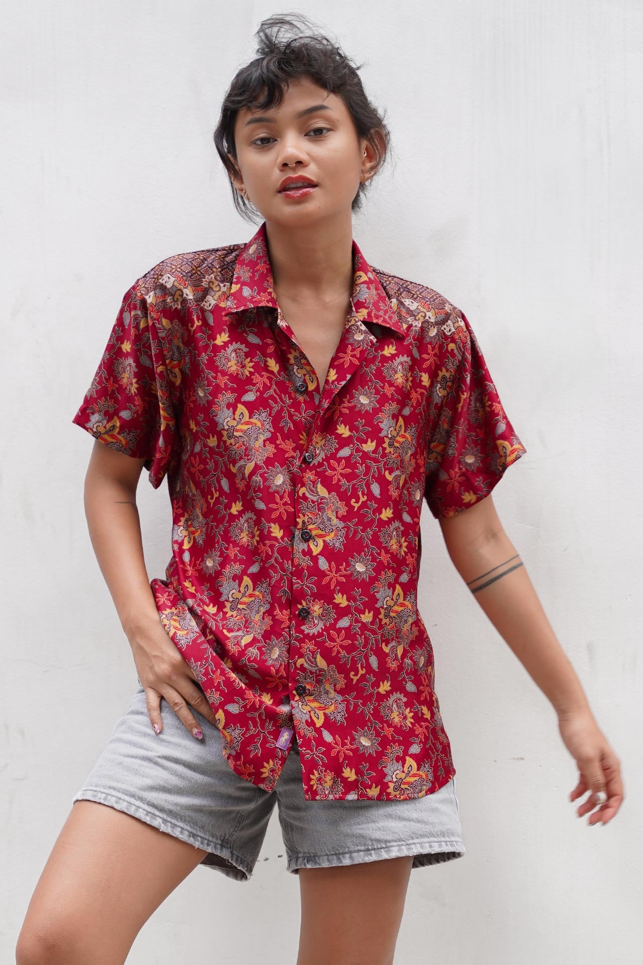 Ostara Burgundy Cabana Shirt – Rafikimono